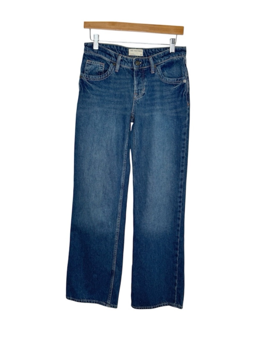 Free People We The Free Wide Leg Dark Jeans Size 25 Blue 100% Cotton Relaxed